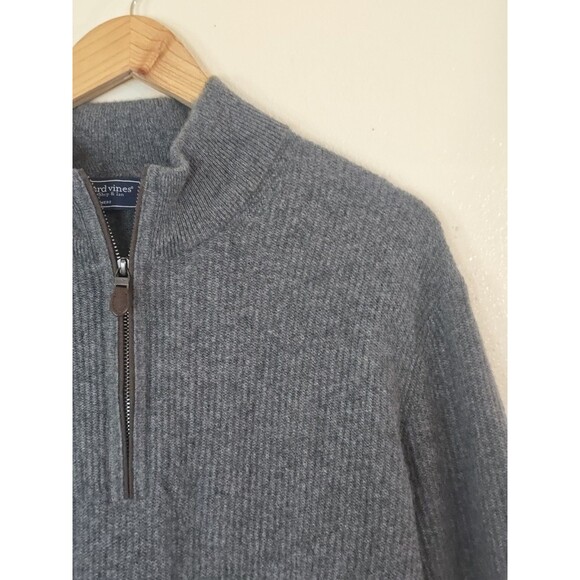 Vineyard Vines Cashmere Quarter Zip Pullover Sweater Mens Size Large Gray - Picture 2 of 10